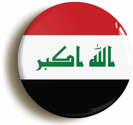 A picture of the front of the product, titled Iraq Iraqi National Flag Circular 50mm Fridge Magnet