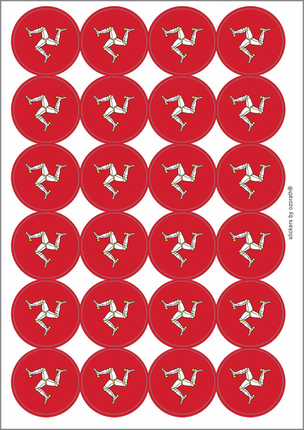 A picture of an A4 sheet of matte paper stickers