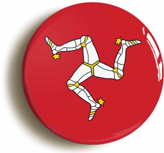 A picture of the front of the product, titled Isle Of Man Manx Flag Button Pin Badge