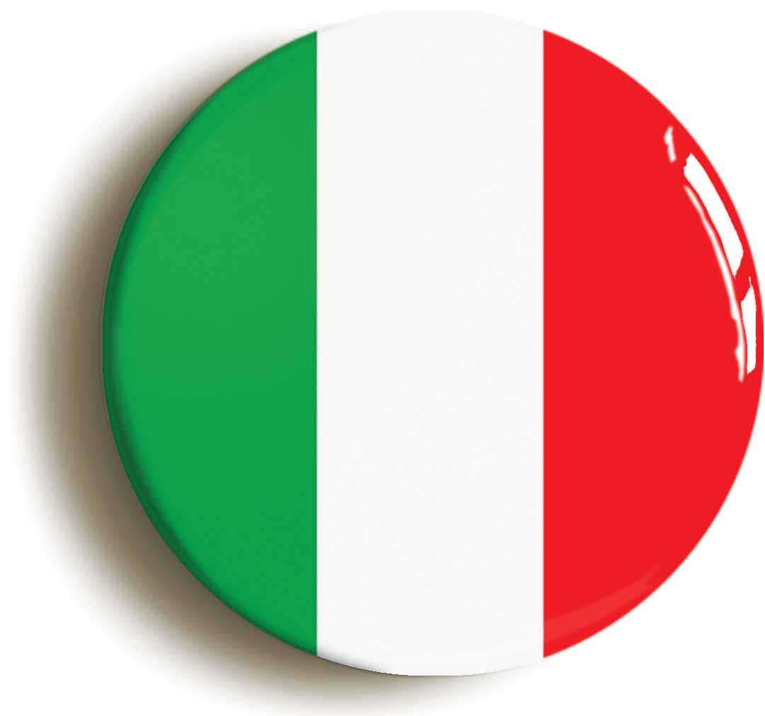 A picture of the front of the product, titled Italy Italian National Flag Button Pin Badge