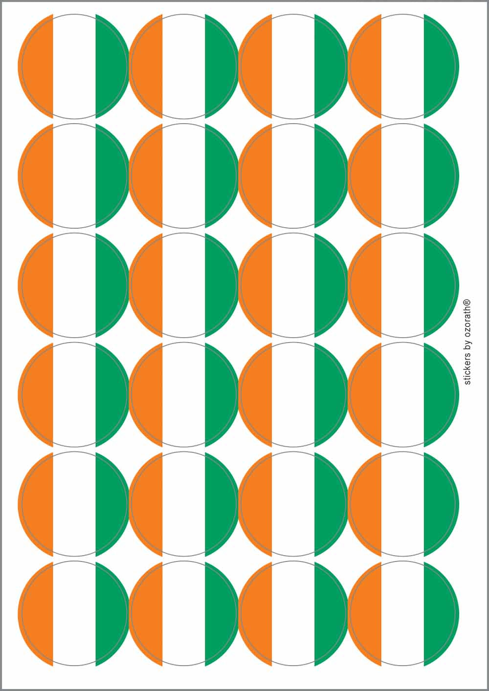 A picture of an A4 sheet of matte paper stickers