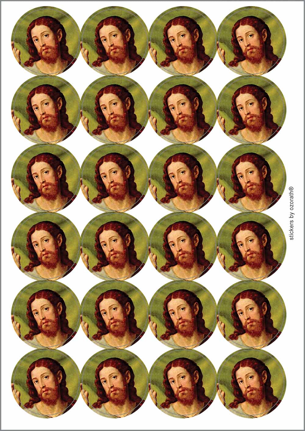 A picture of an A4 sheet of matte paper stickers