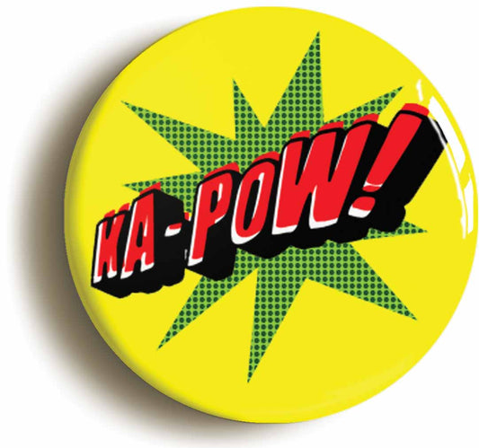 A picture of the front of the product, titled Ka-Pow! Comic Button Pin Badge