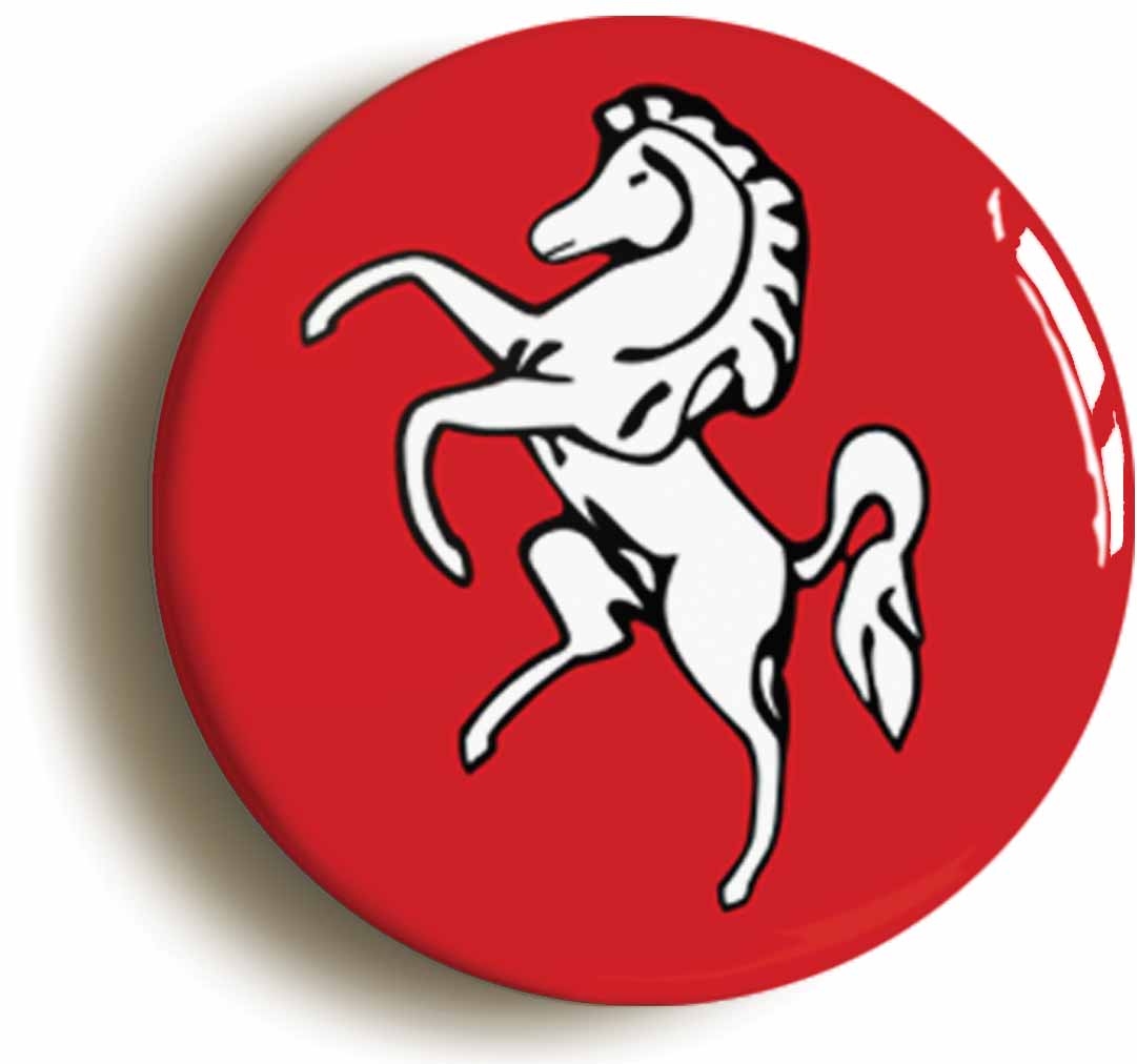 A picture of the front of the product, titled Kent Invicta Flag Button Pin Badge