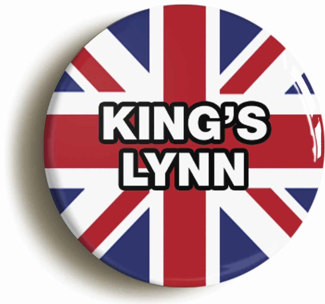 A picture of the front of the product, titled King's Lynn Union Jack Circular 50mm Fridge Magnet