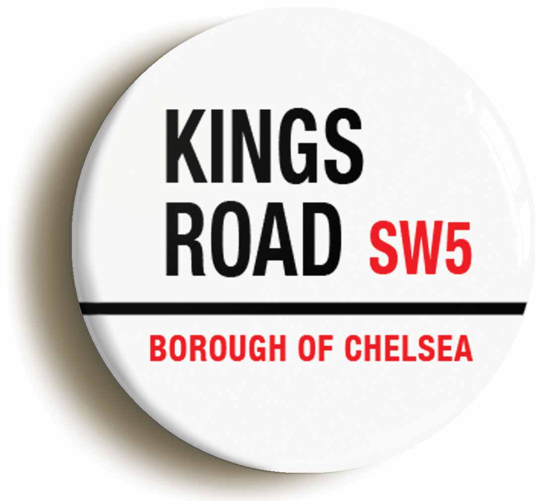 A picture of the front of the product, titled Kings Road ChelseaSixties Button Pin Badge