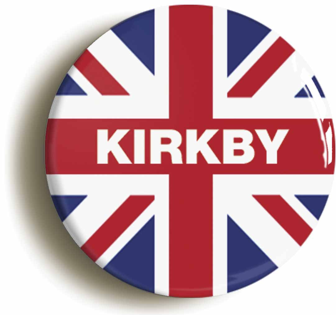 A picture of the front of the product, titled Kirkby Union Jack Circular 50mm Fridge Magnet
