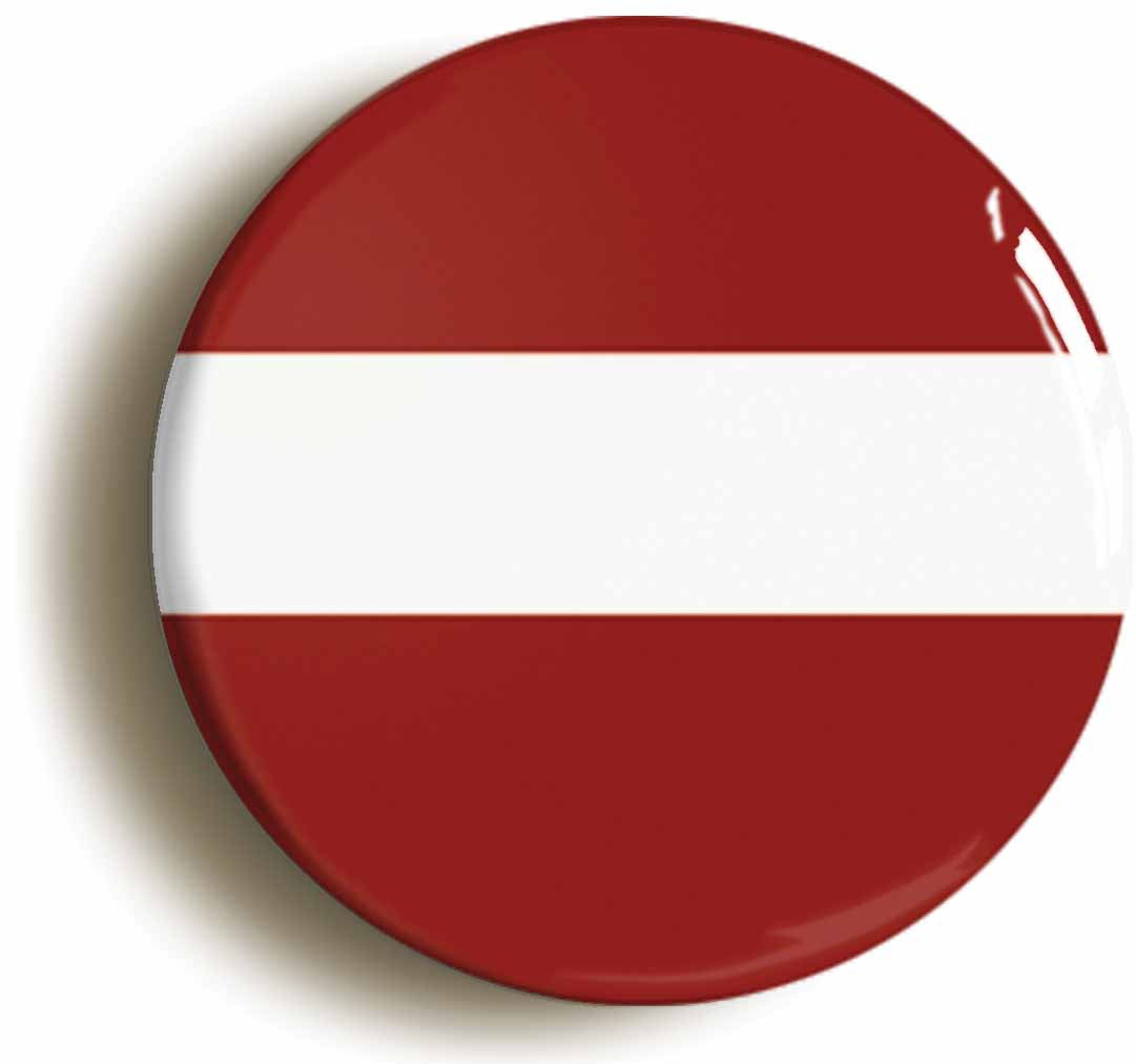 A picture of the front of the product, titled Latvia Latvian National Flag Button Pin Badge