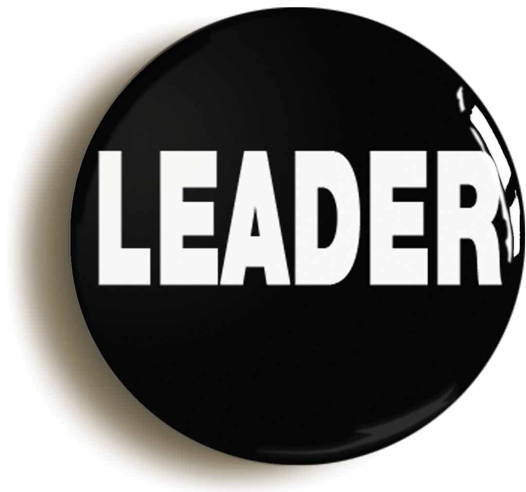 A picture of the front of the product, titled Leader Button Pin Badge