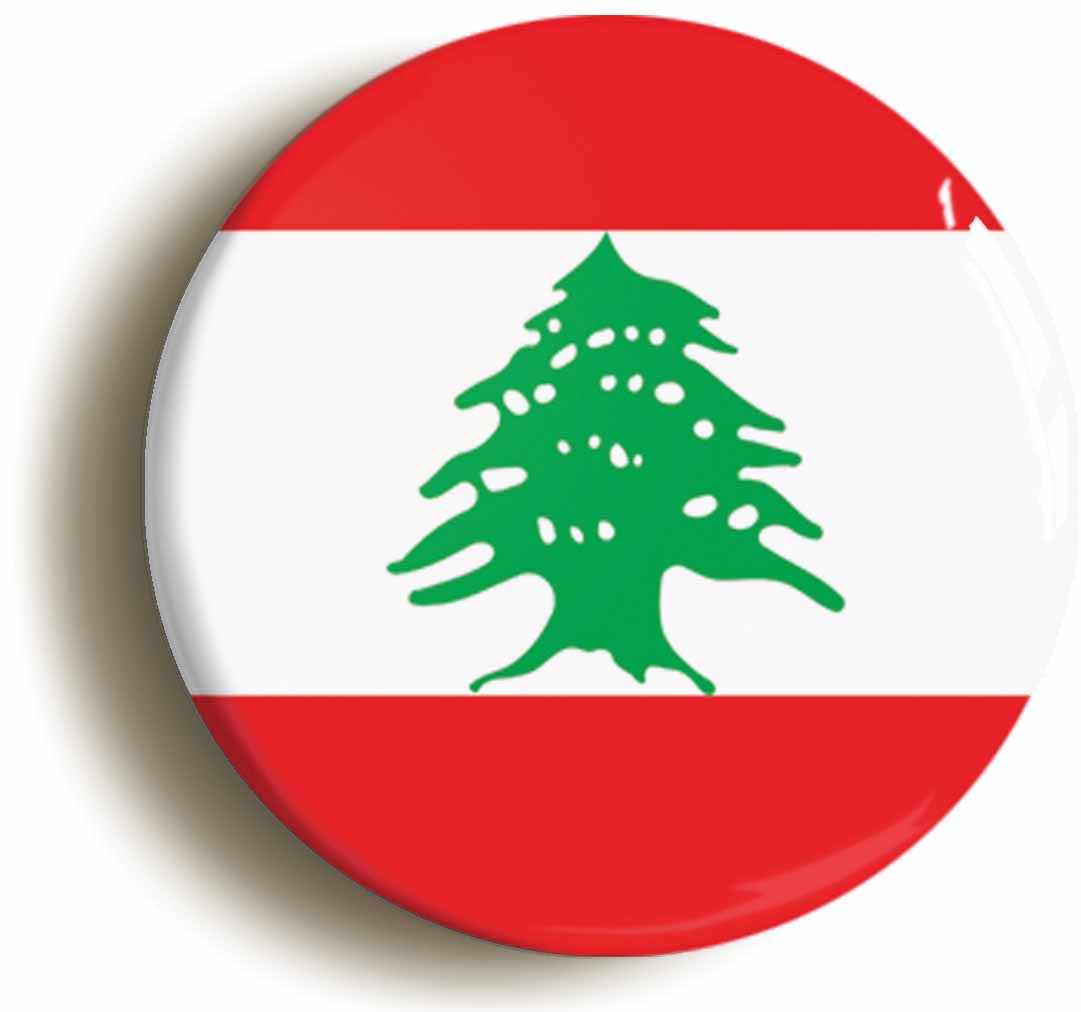 A picture of the front of the product, titled Lebanon Lebanese National Flag Circular 50mm Fridge Magnet