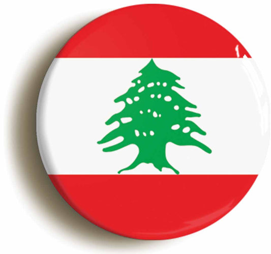 A picture of the front of the product, titled Lebanon Lebanese National Flag Circular 50mm Fridge Magnet