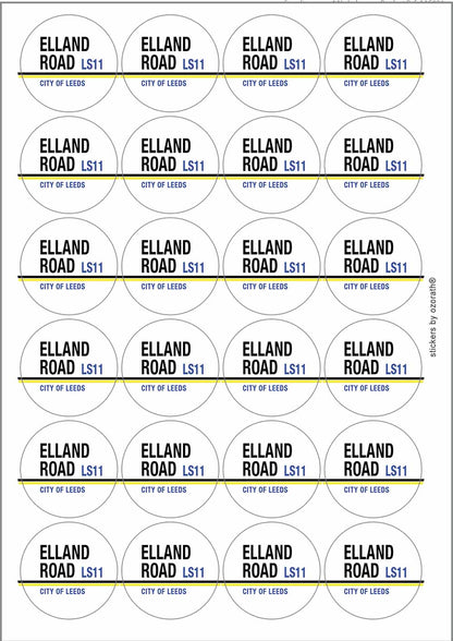 Elland Road Ls11 City Of Leeds Sign Matt Paper Stickers
