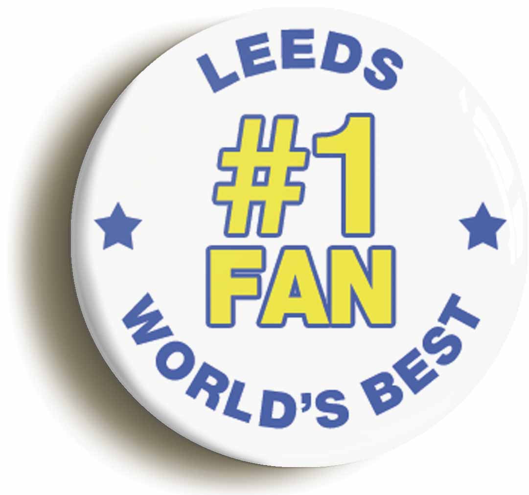A picture of the front of the product, titled Leeds #1 Fan Circular 50mm Fridge Magnet