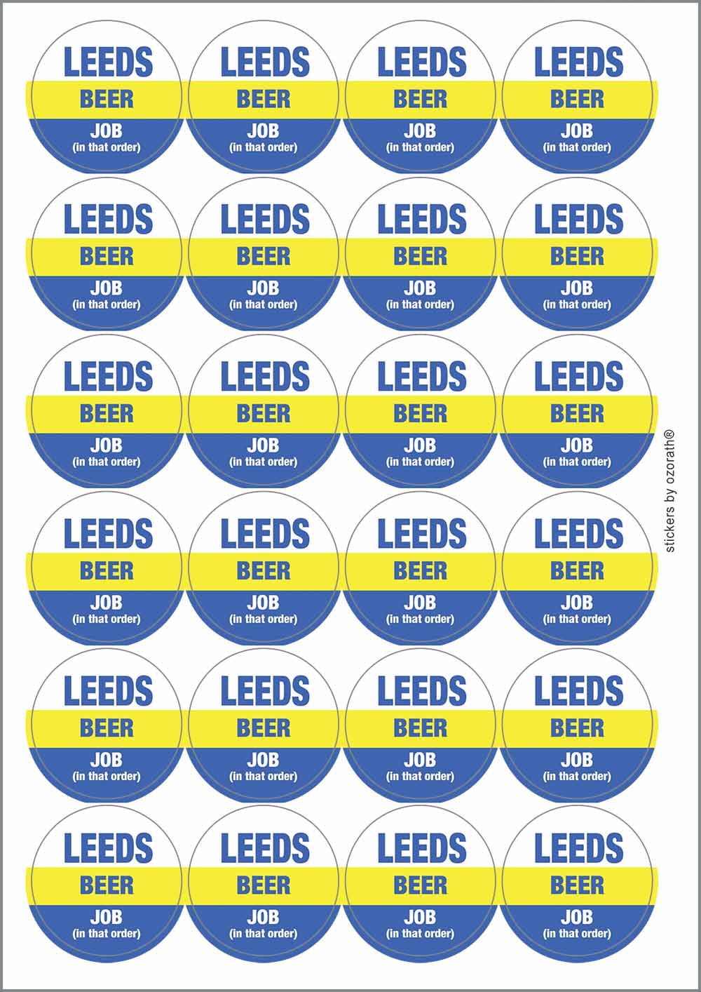 A picture of an A4 sheet of matte paper stickers