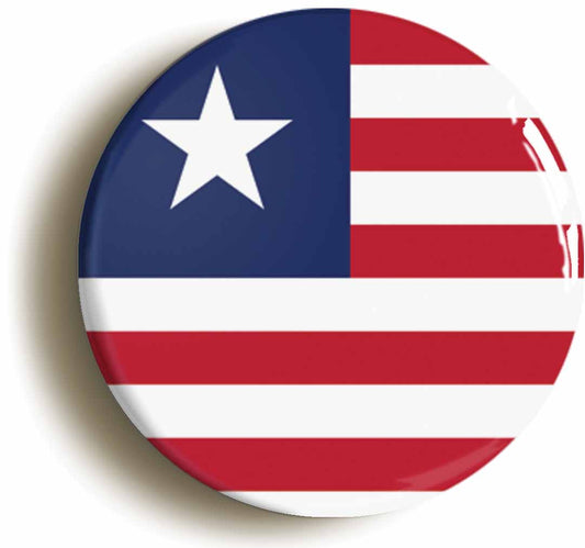 A picture of the front of the product, titled Liberia Liberian National Flag Button Pin Badge