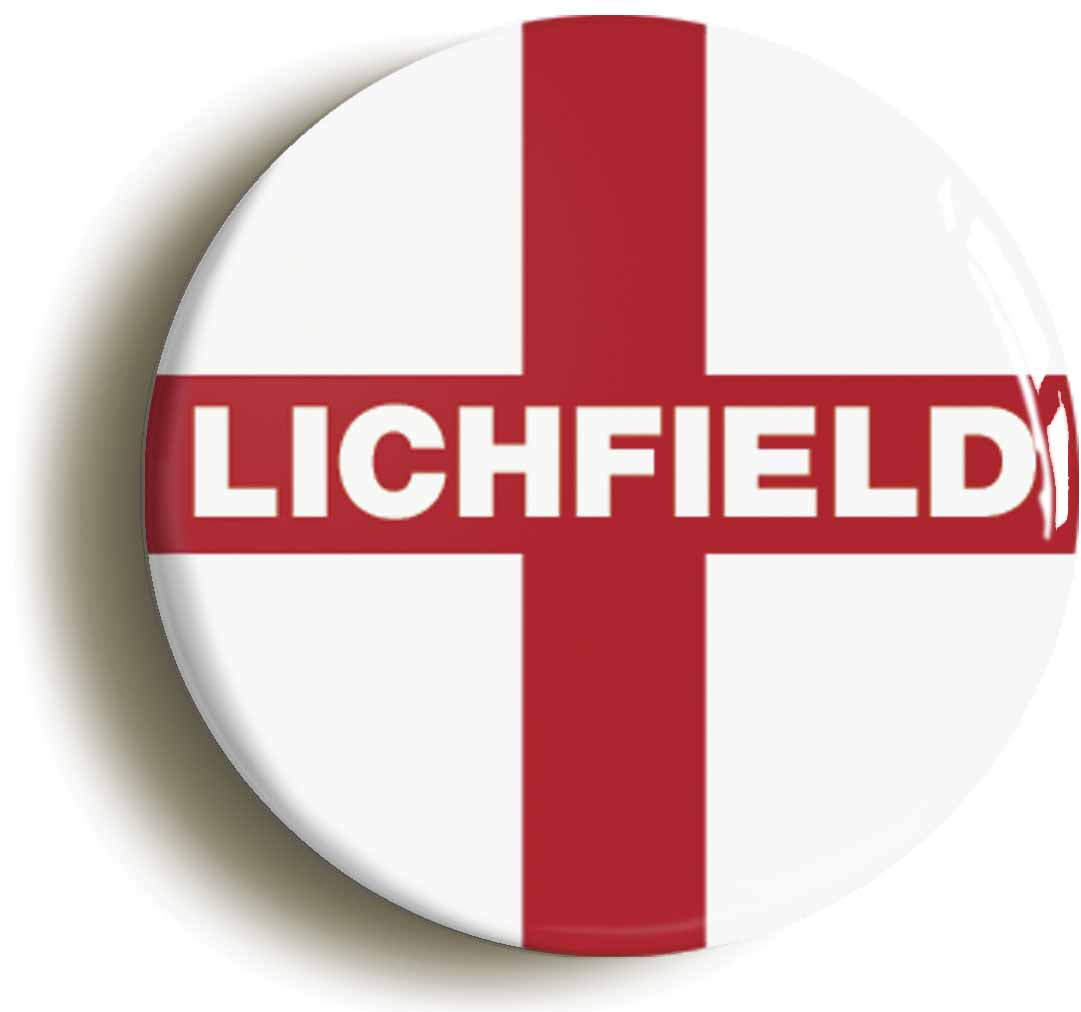 A picture of the front of the product, titled Lichfield England Flag Circular 50mm Fridge Magnet