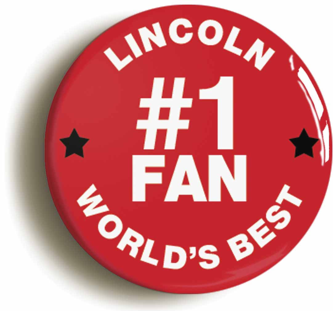 A picture of the front of the product, titled Lincoln #1 Fan Button Pin Badge