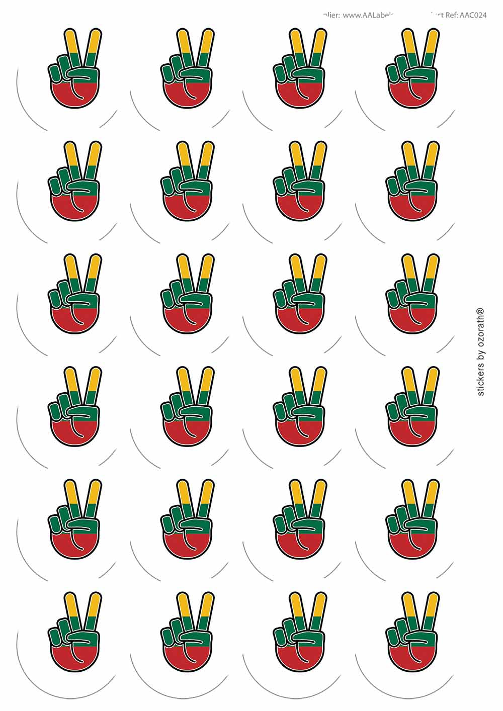 A picture of an A4 sheet of matte paper stickers