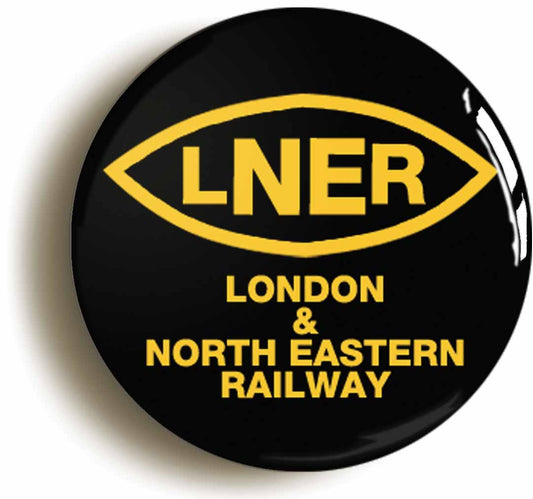 A picture of the front of the product, titled LNER Retro Logo London North Eastern Railway Circular 50mm Fridge Magnet