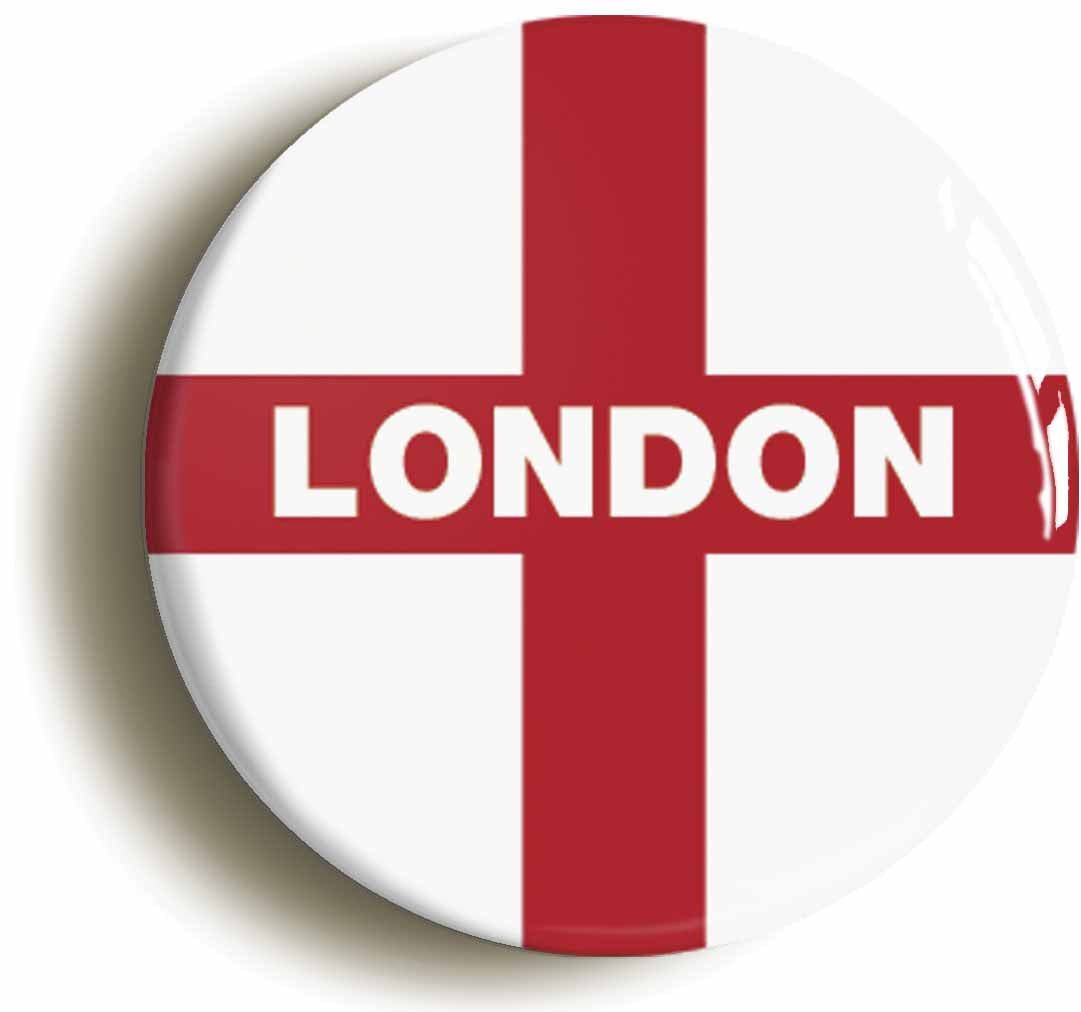 A picture of the front of the product, titled London England Flag Button Pin Badge