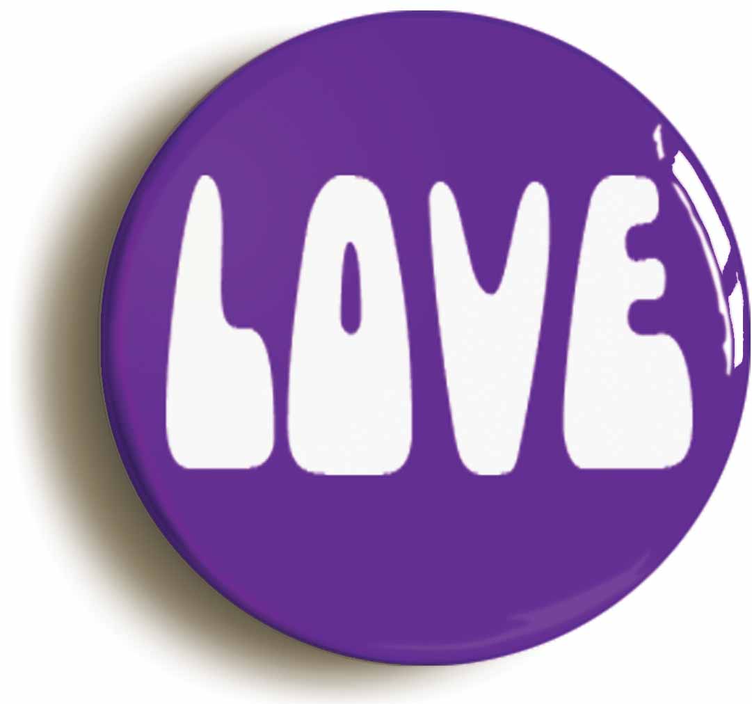 A picture of the front of the product, titled Love Retro Sixties Button Pin Badge