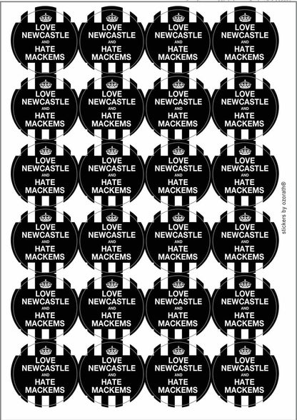 Love Newcastle And Hate Mackems Matt Paper Stickers