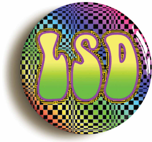 A picture of the front of the product, titled Lsd Psychedelic SixtiesAcid 1960s Button Pin Badge