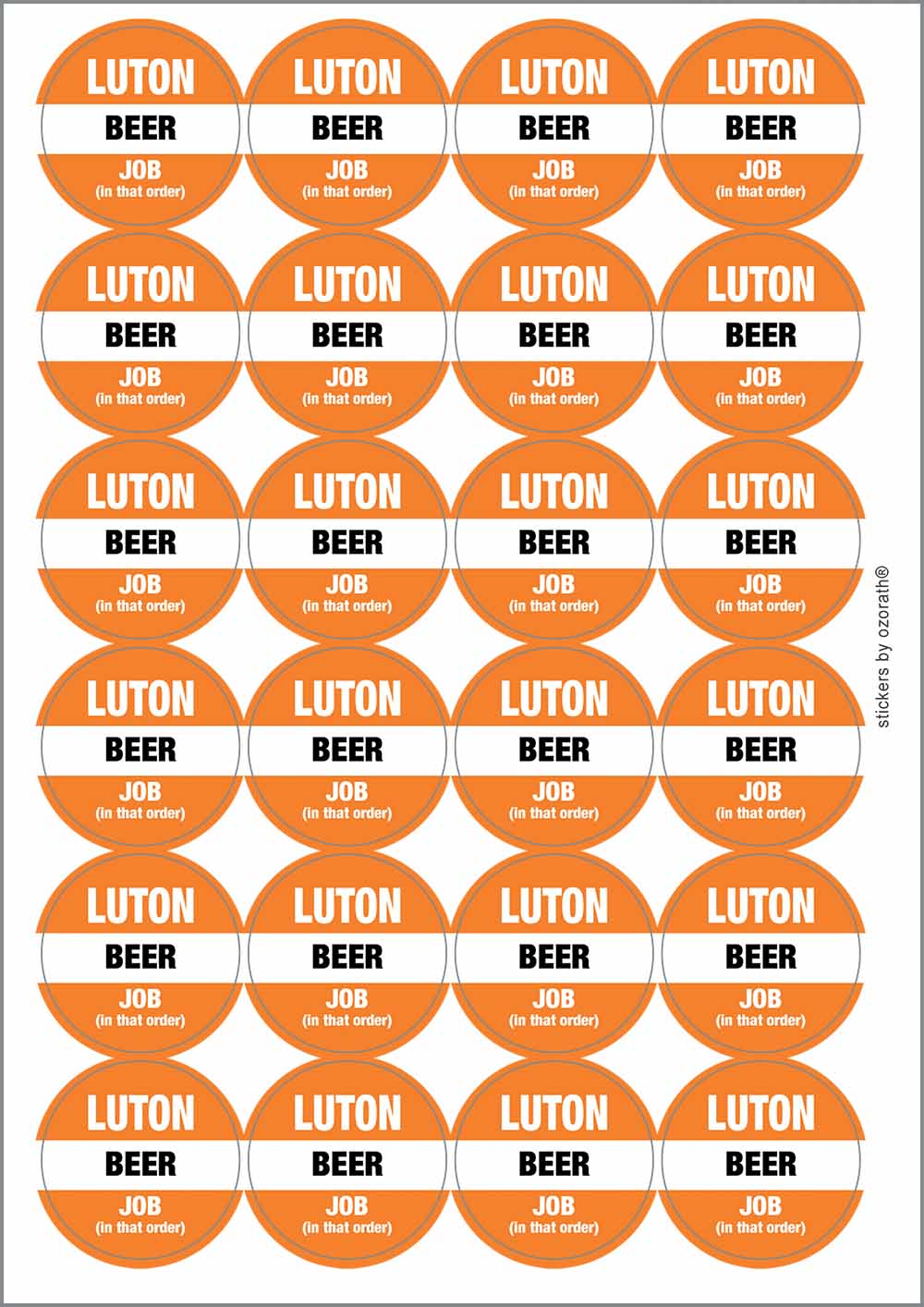 A picture of an A4 sheet of matte paper stickers