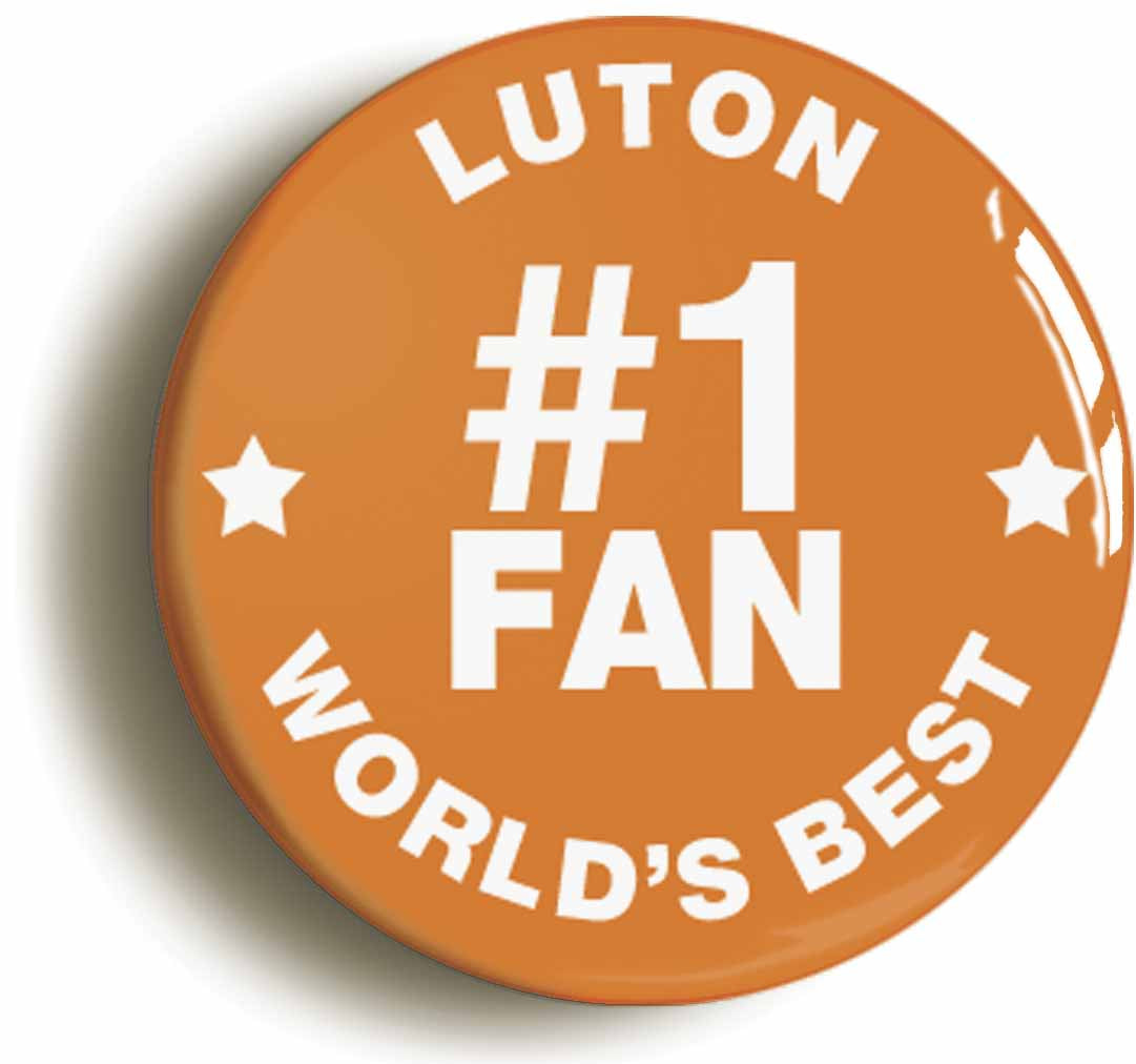 A picture of the front of the product, titled Luton #1 Fan Button Pin Badge