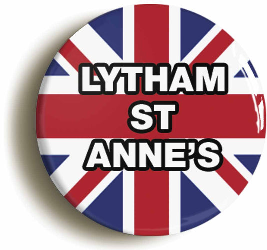 A picture of the front of the product, titled Lytham St Anne's Union Jack Circular 50mm Fridge Magnet