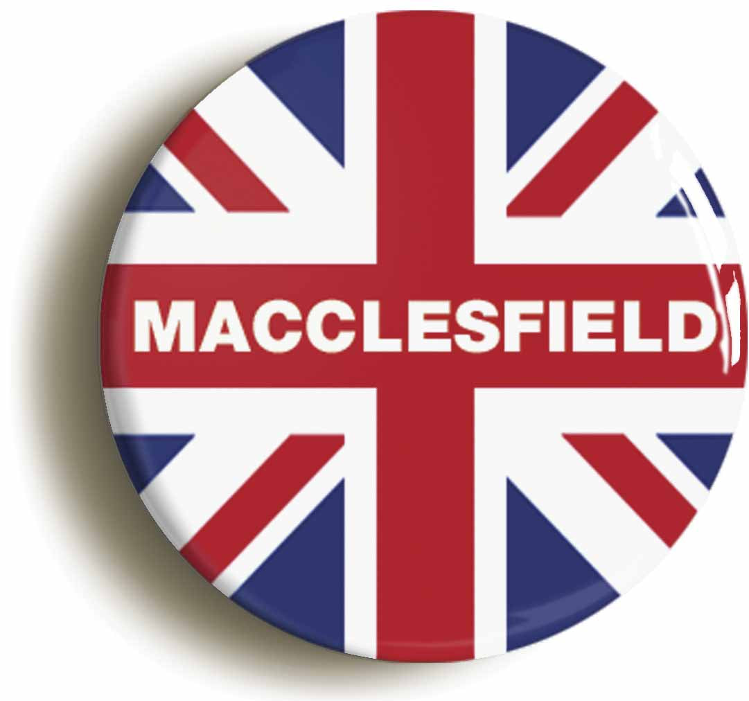 A picture of the front of the product, titled Macclesfield Union Jack Circular 50mm Fridge Magnet