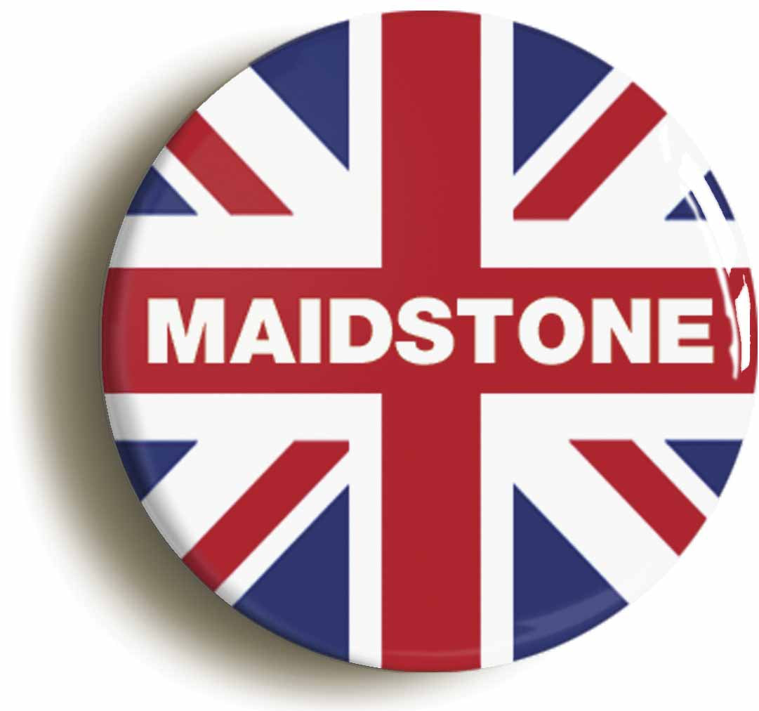 A picture of the front of the product, titled Maidstone Union Jack Circular 50mm Fridge Magnet