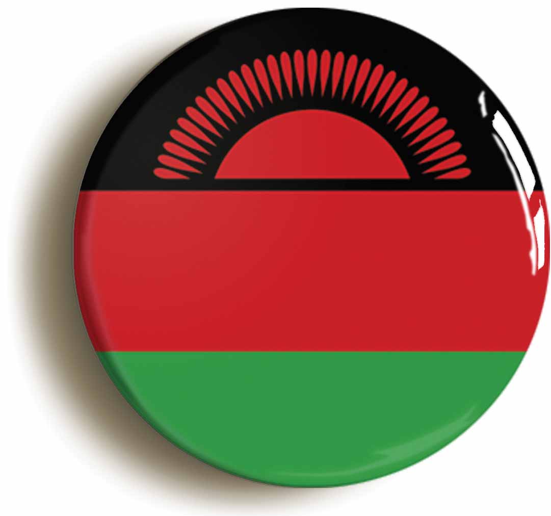 A picture of the front of the product, titled Malawi Malawian National Flag Button Pin Badge