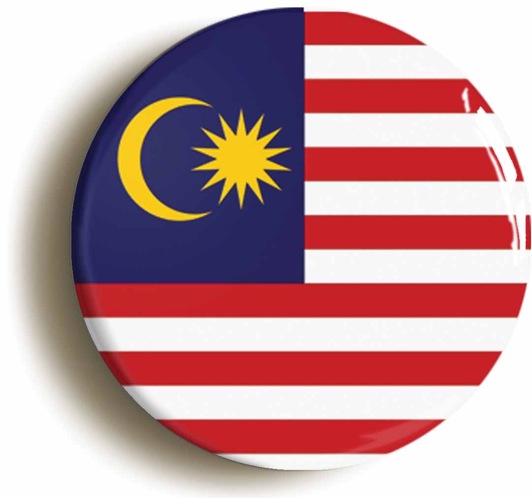 A picture of the front of the product, titled Malaysia Malaysian Malay National Flag Button Pin Badge