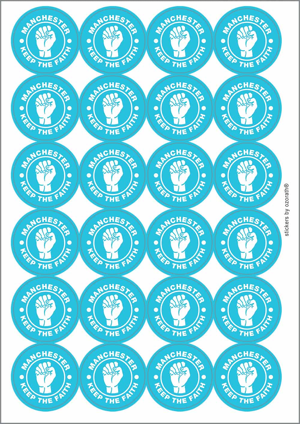 A picture of an A4 sheet of matte paper stickers
