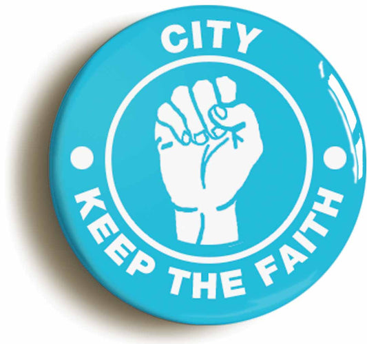 A picture of the front of the product, titled City Keep The Faith Northern Soul Circular 50mm Fridge Magnet