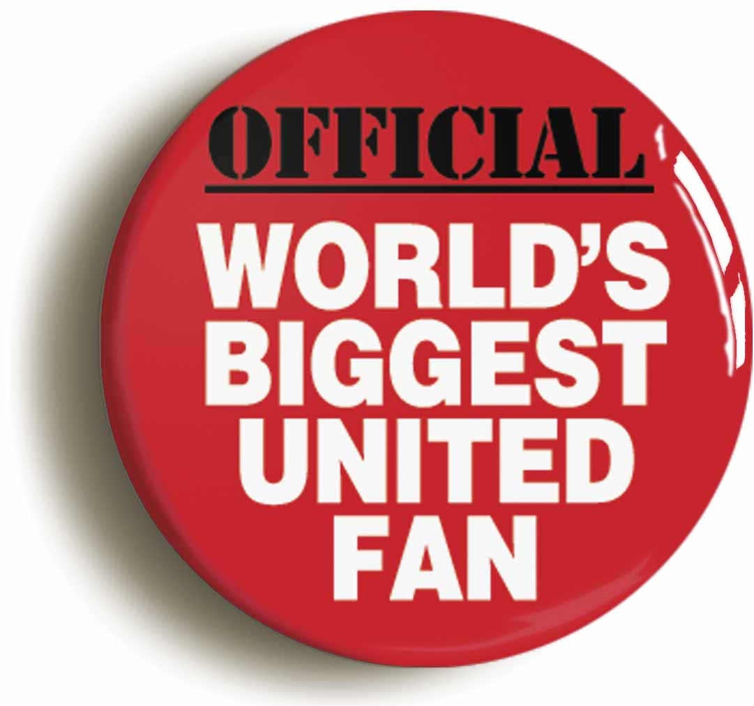 A picture of the front of the product, titled World's Biggest United Fan M Button Pin Badge