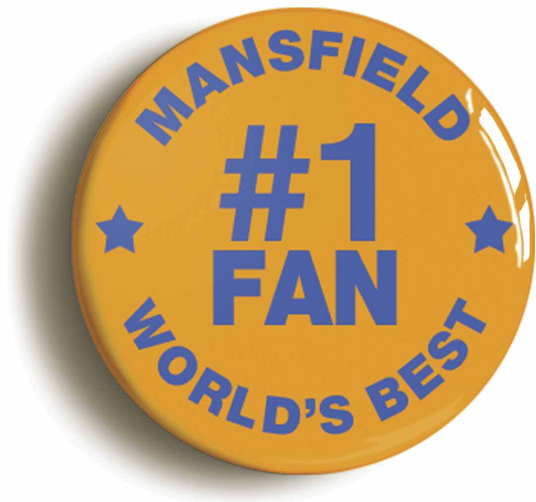 A picture of the front of the product, titled Mansfield #1 Fan Circular 50mm Fridge Magnet