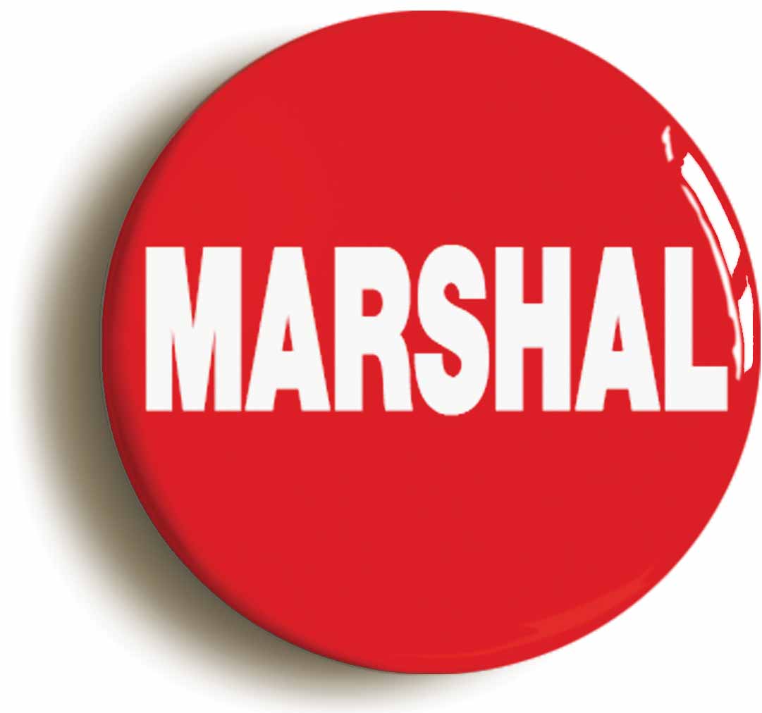 A picture of the front of the product, titled Marshal Button Pin Badge