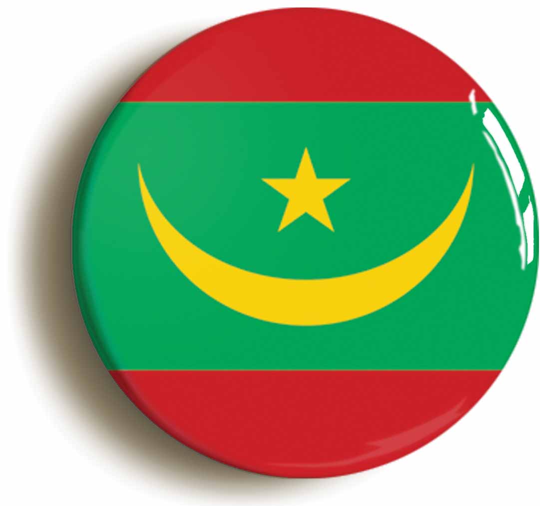 A picture of the front of the product, titled Mauritania Mauritanian National Flag Button Pin Badge