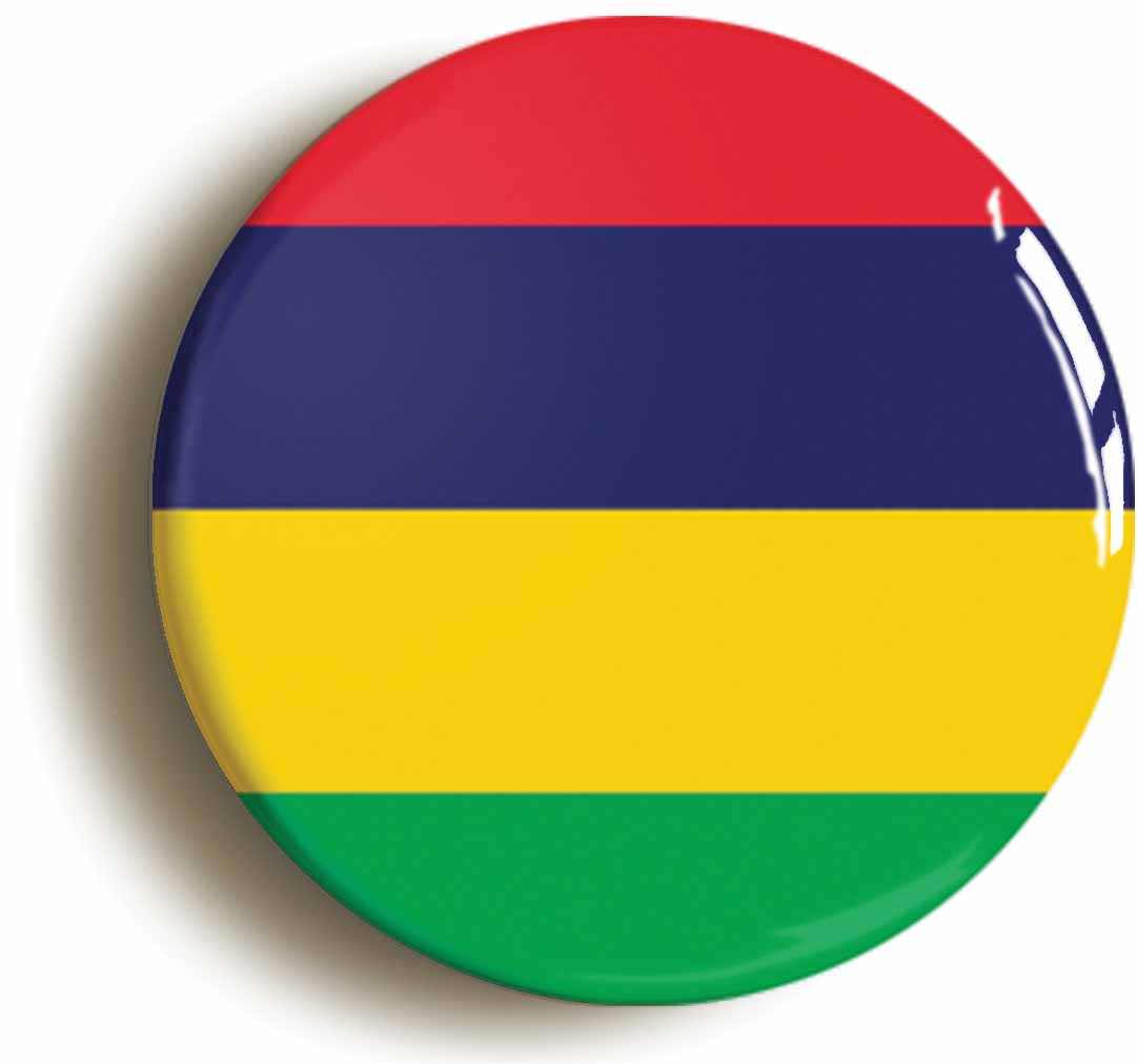 A picture of the front of the product, titled Mauritius Mauritian National Flag Circular 50mm Fridge Magnet