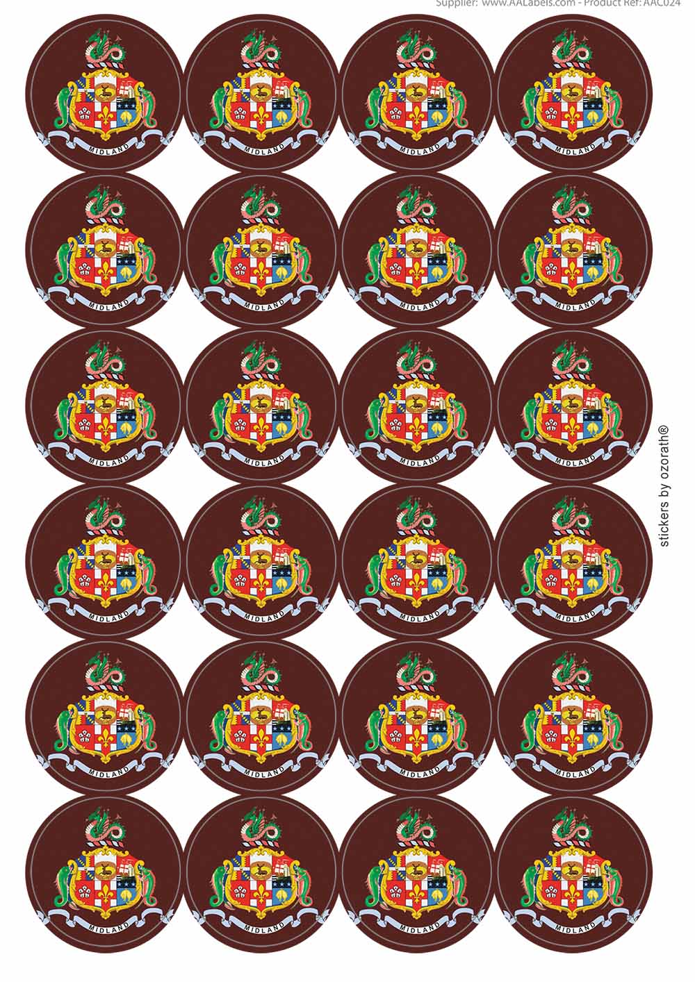 A picture of an A4 sheet of matte paper stickers