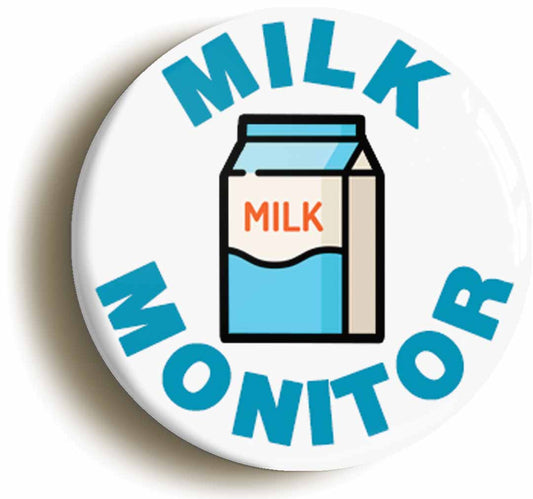 A picture of the front of the product, titled Milk Monitor Button Pin Badge