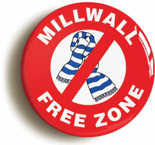 A picture of the front of the product, titled Millwall Free Zone Circular 50mm Fridge Magnet