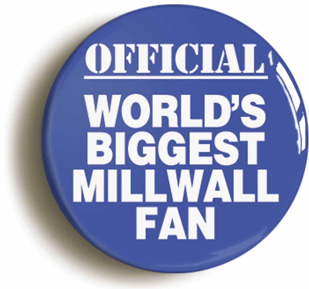 A picture of the front of the product, titled World's Biggest Millwall Fan Circular 50mm Fridge Magnet