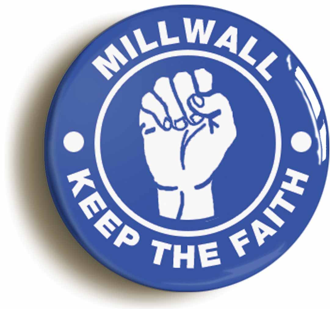 A picture of the front of the product, titled Millwall Keep The Faith Northern Soul Circular 50mm Fridge Magnet