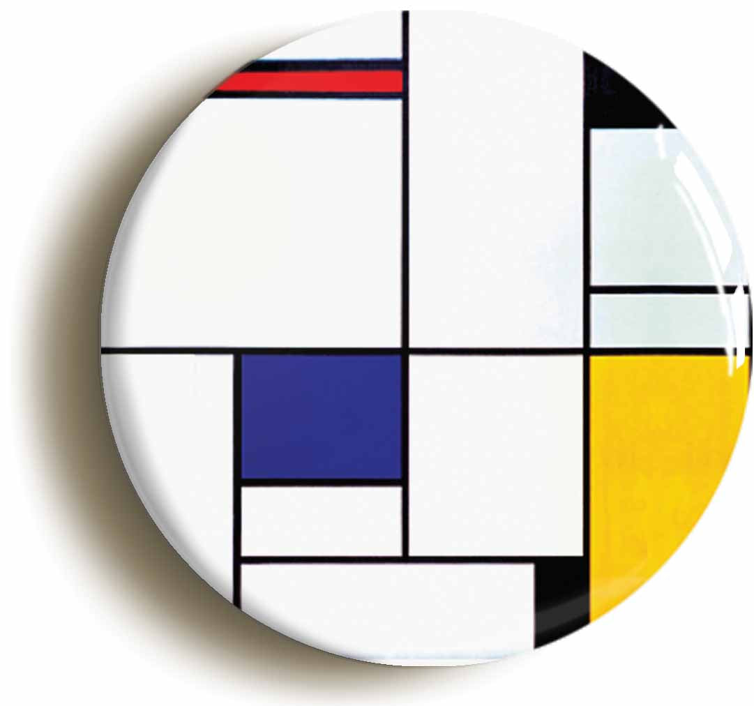 A picture of the front of the product, titled Piet Mondrian Tableau De Stijl Cubism Neoplasticism Button Pin Badge