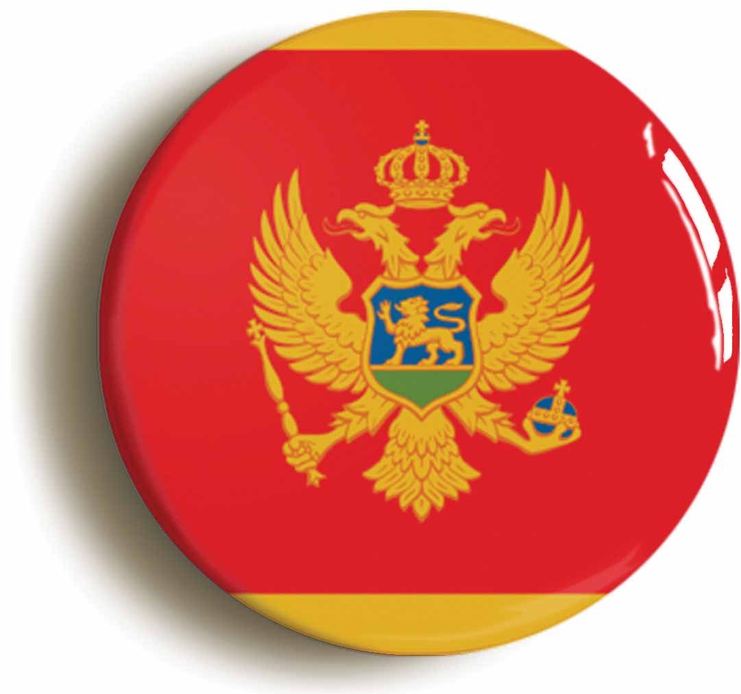 A picture of the front of the product, titled Montenegro Montenegrin National Flag Circular 50mm Fridge Magnet