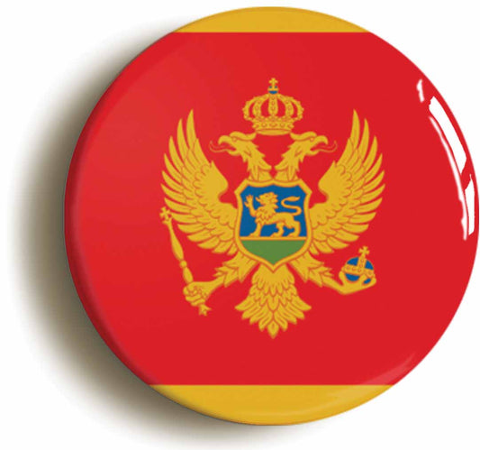 A picture of the front of the product, titled Montenegro Montenegrin National Flag Circular 50mm Fridge Magnet