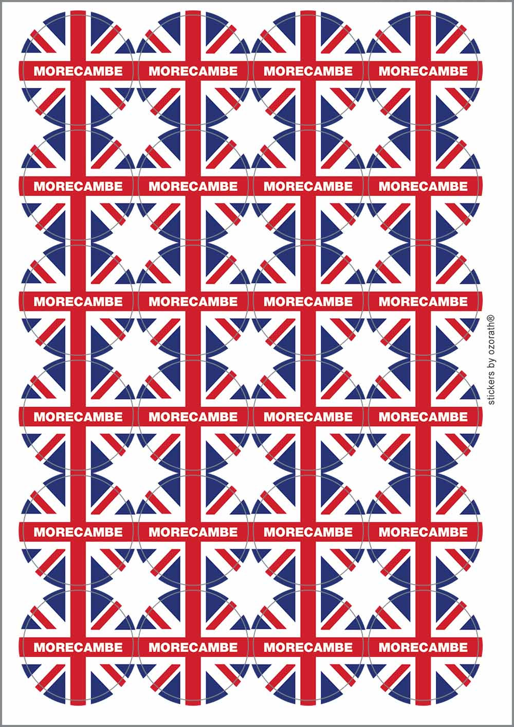 A picture of an A4 sheet of matte paper stickers